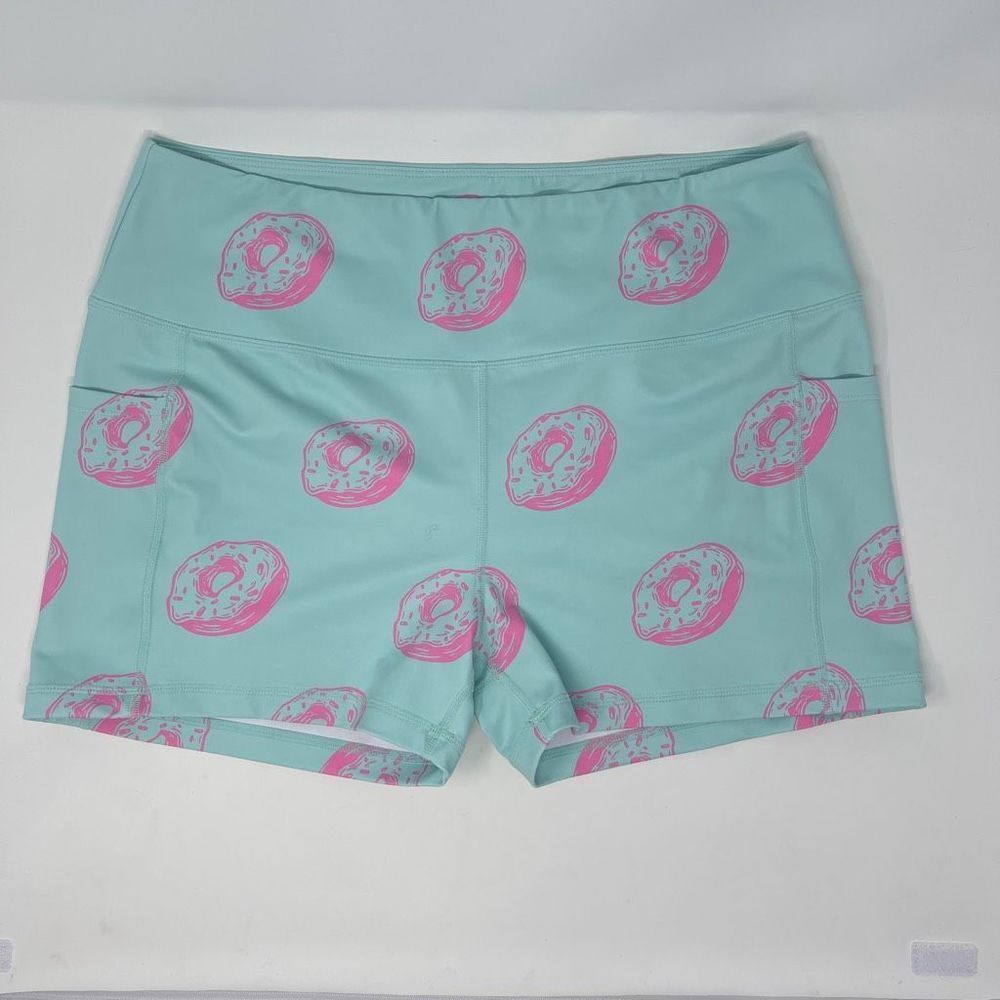 Ray Pose Women’s Mint Green Pink Donut Athletic Shorts Size XXL